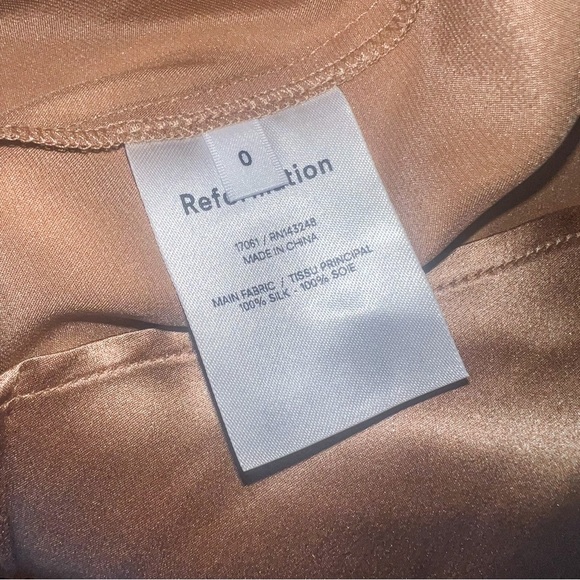 Reformation Mini Dress - Size 0 - Gold - 100% Silk - Reformation Maroun Dress - Picture 6 of 7